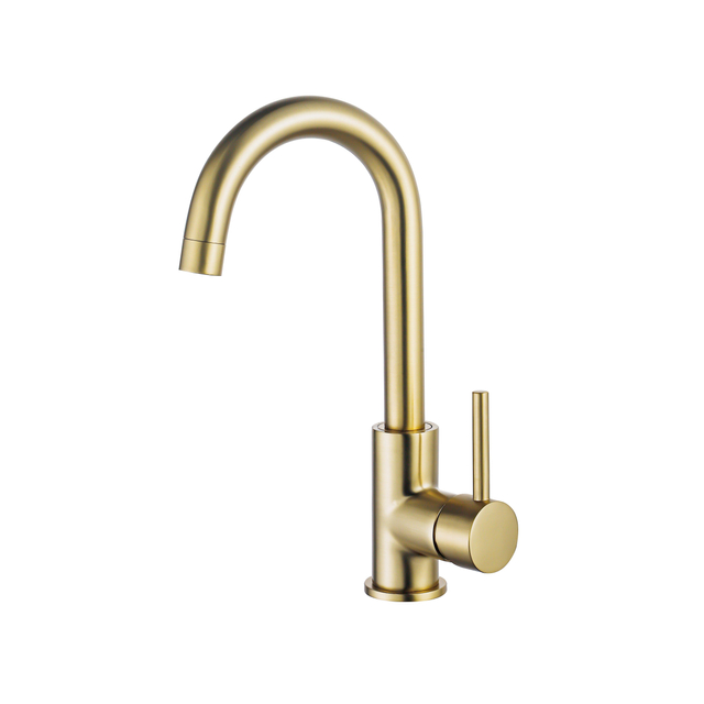 Fortifura Calvi wastafelkraan - hoog - draaibare uitloop - Geborsteld Messing PVD (Goud) SW809349