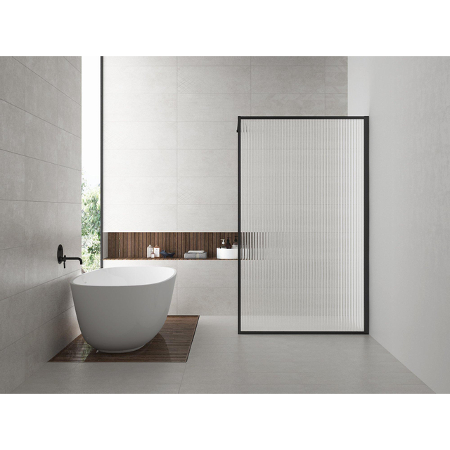 Wiesbaden Wiesbaden Square inloopdouche 1000x2000 8mm nano geribbeld helder glas/mat zwart 20.3321