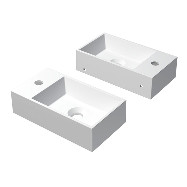 INK INK Contra Fontein - 40x22x10cm - wasbak rechts - 1 kraangat - polystone wit mat 3403022