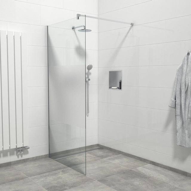 Van Marcke Inloopdouche - 100x200cm - veiligheidsglas - band mat glas - anti kalk - chroom 20005671
