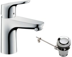 Hansgrohe Focus E2 wastafelkraan inclusief ComfortZone 100 met waste chroom 31607000