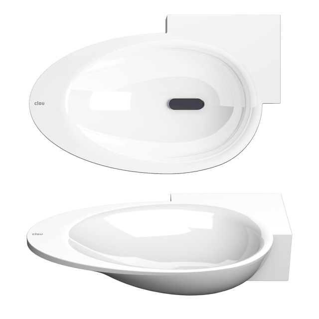 Clou Clou First fonteinkom 38.8x24.6cm kraangat rechts mineraalsteen Wit CL/03.08100