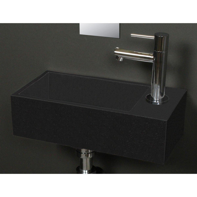 Royal Plaza Royal Plaza Dee 2.0 fontein 36x18cm 1 kraangat rechts zonder overloop quartz 13492 - Zwart