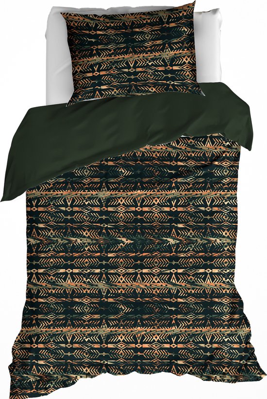 Dekbedovertrek Rufus Khaki - Eenpersoons - 140 x 200/220 cm - Katoen Flanel