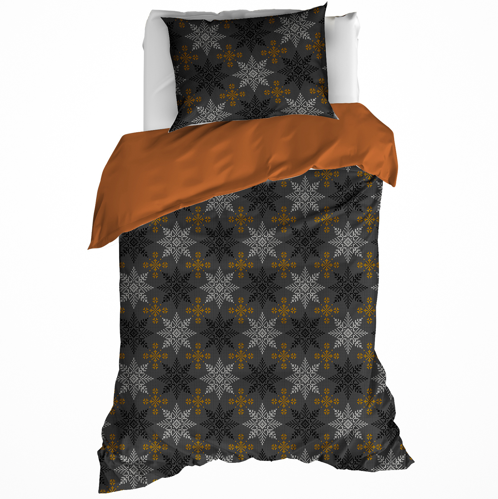 Dekbedovertrek Frostine Honey - Eenpersoons - 140 x 200/220 cm - Katoen Flanel