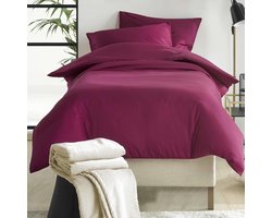 Dekbedovertrek Katoen Satijn Olivia - Eenpersoons- 140 x 200/220 cm - Rood