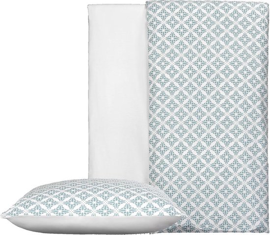 Dekbedovertrek Katoen Satijn Azulejos - Eenpersoons - 140 x 200/220 cm - Blauw