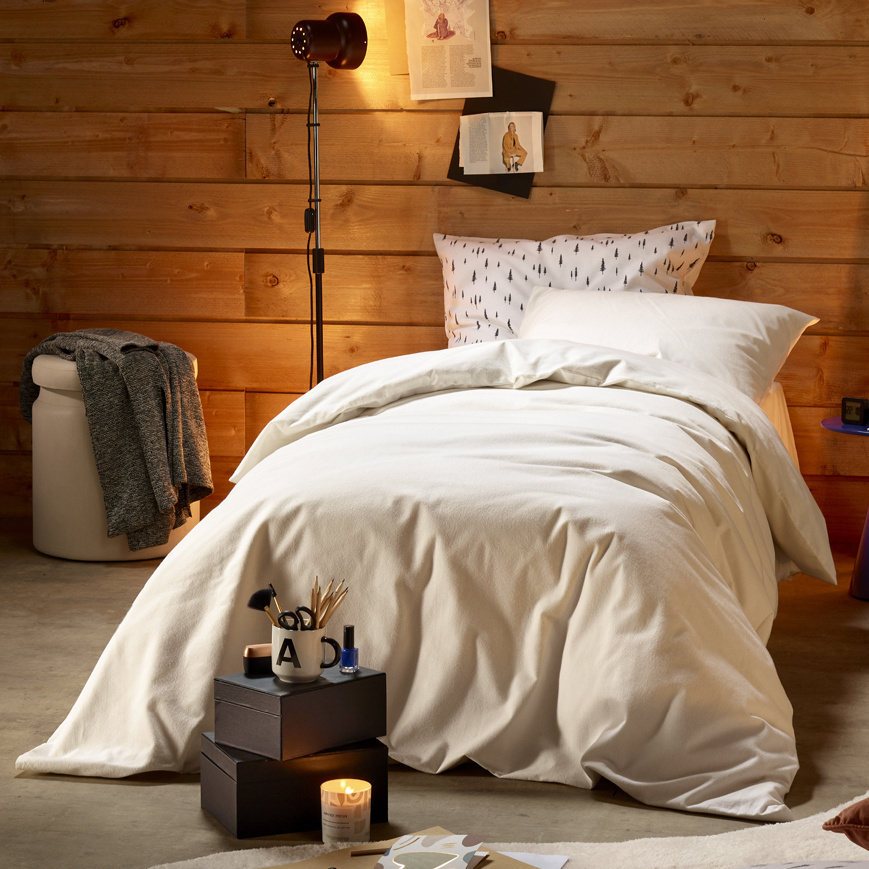 Dekbedovertrek Freya Cream - Eenpersoons - 140 x 220 cm - Katoen Flanel