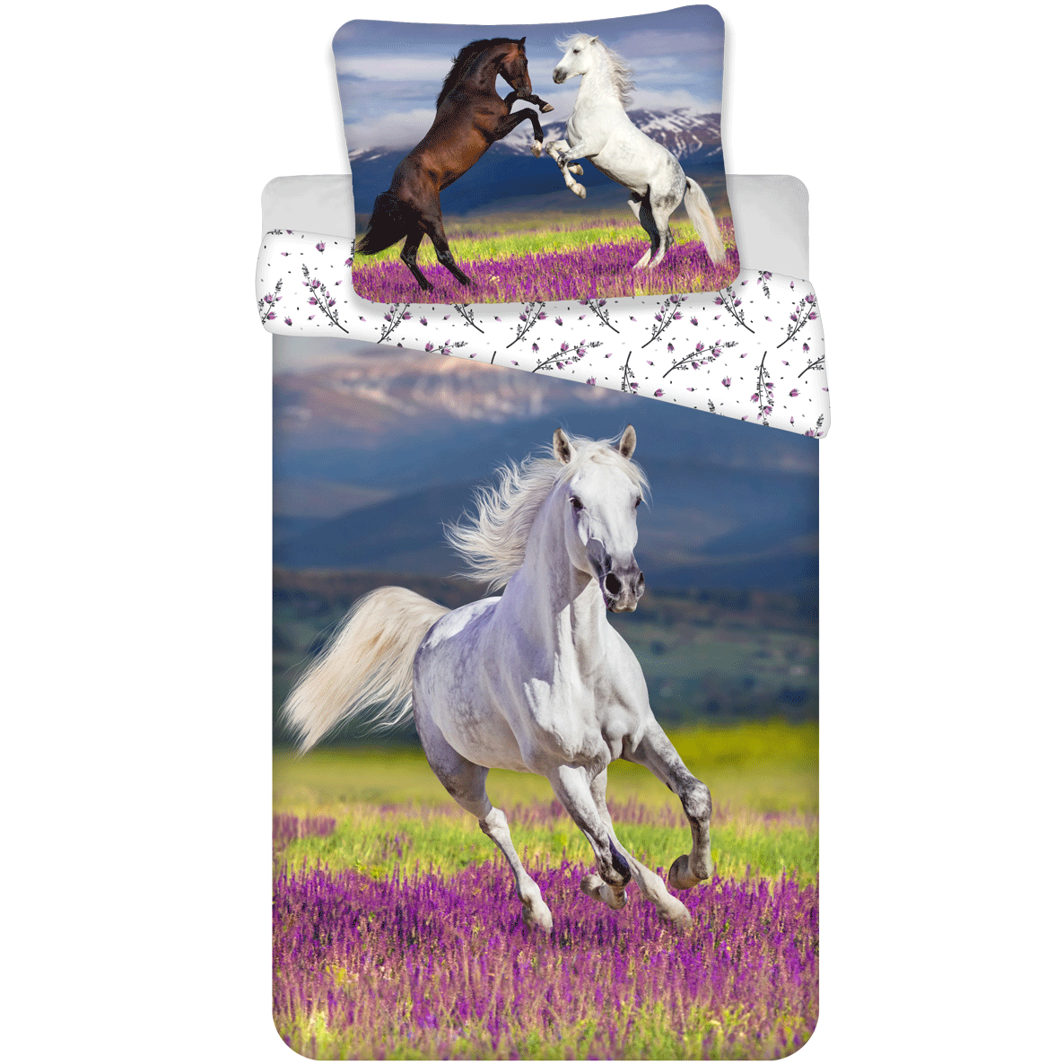 Dekbedovertrek, Paarden - 140 x 200 + 70 x 90 cm - Katoen