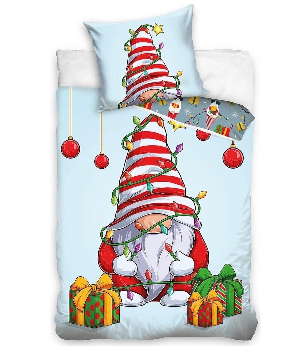 Dekbedovertrek, Christmas Gnome - Eenpersoons - 140 x 200 + 60 x 70 cm - Katoen