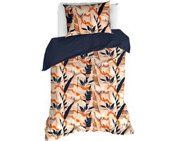 Dekbedovertrek Jungle Cat Dress Blues - Eenpersoons - 140 x 200/220 cm - Katoen Satijn