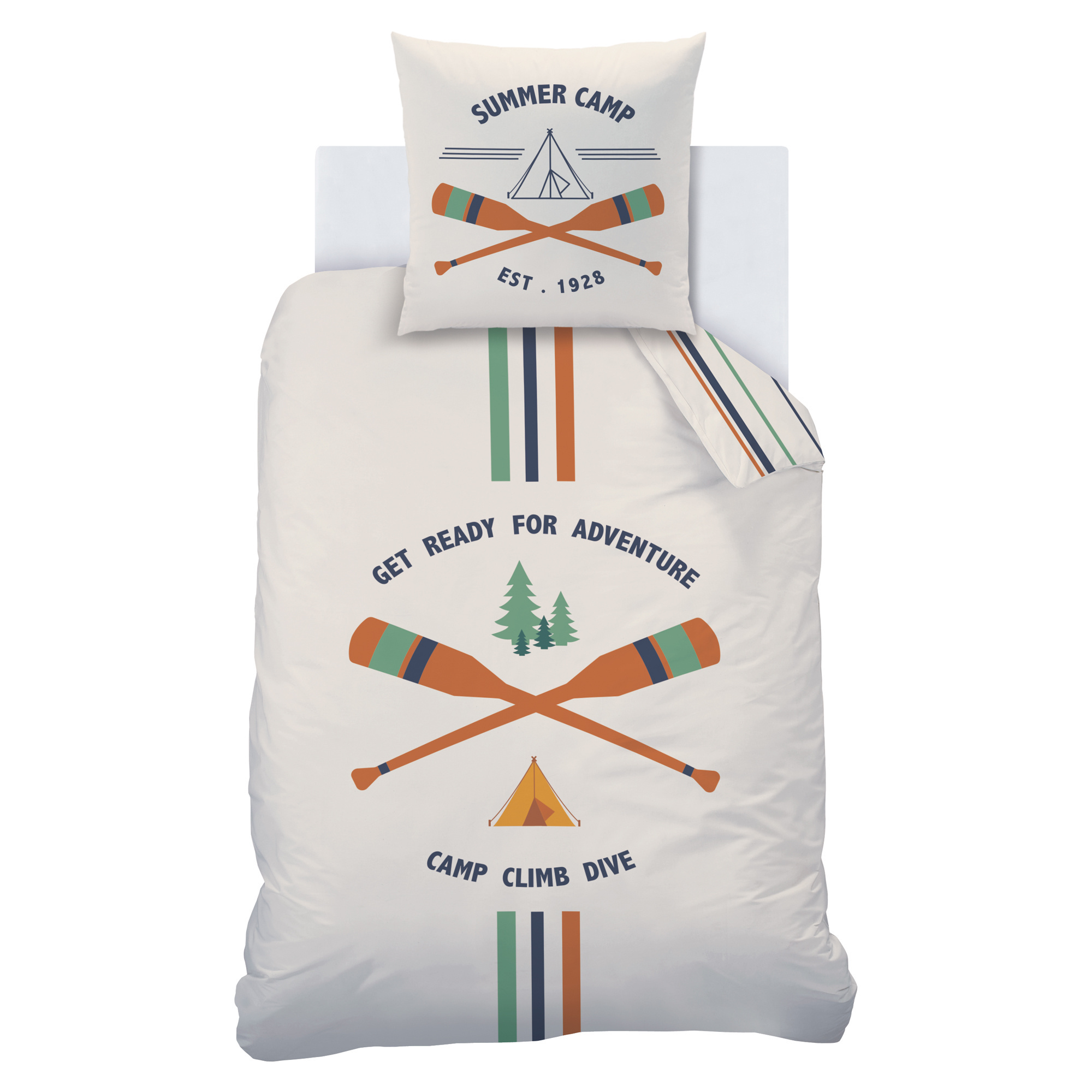 Dekbedovertrek Summer camp - Eenpersoons - 140 x 200 cm - Katoen