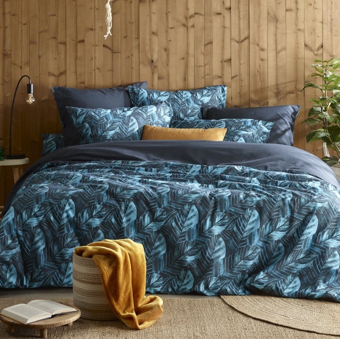 Dekbedovertrek Musa Midnight Blue- Eenpersoons - 140 x 200/220 - Katoen Perkal