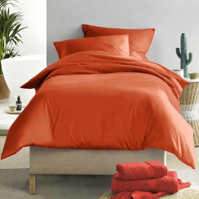 Dekbedovertrek Katoen Satijn Olivia - Eenpersoons- 140 x 200/220 cm - Oranje