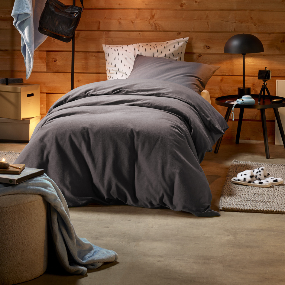 Dekbedovertrek Laura Ebony - Eenpersoons - 140 x 200/220 cm - Katoen Flanel