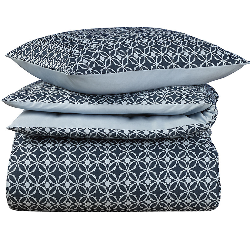 Dekbedovertrek Katoen Satijn Nickel - Eenpersoons - 140 x 200/220 cm - Blauw