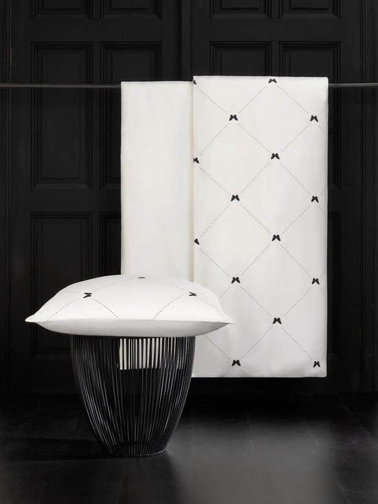 Dekbedovertrek Katoen Satijn Butterflies - Eenpersoons - 140 x 200/220 cm - Wit