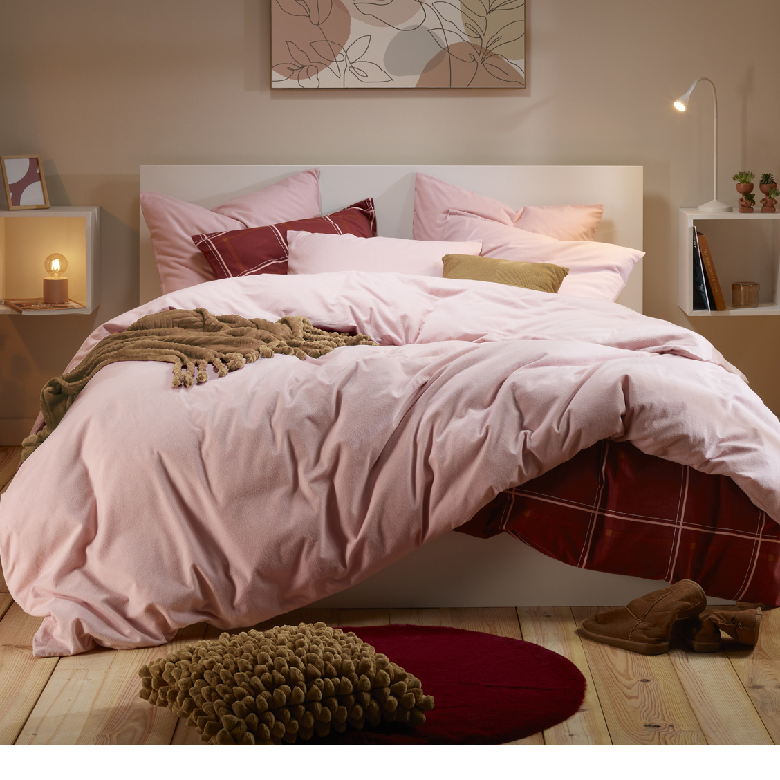 Dekbedovertrek Freya Pearl Pink - Eenpersoons - 140 x 220 cm - Katoen Flanel