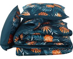 Dekbedovertrek Satijn Bird of Paradise - Eenpersoons- 140 x 200/220 cm - Groen