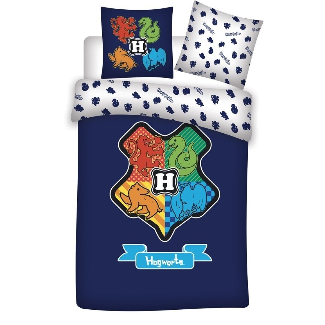 Dekbedovertrek Hogwarts Logo - Eenpersoons - 140 x 200 - Katoen