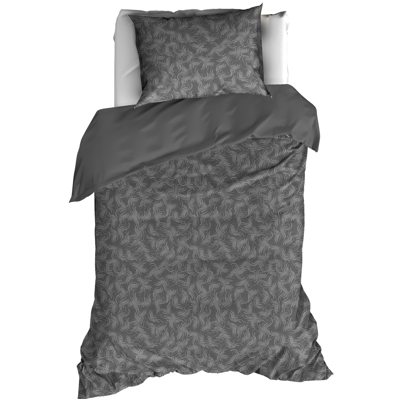 Dekbedovertrek Katoen Flanel Alvaro - Eenpersoons - 140 x 200/220 cm - Grijs