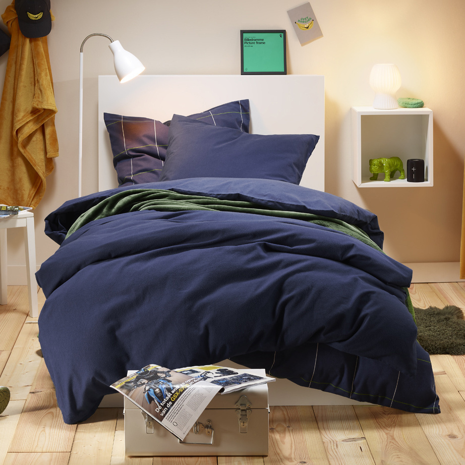 Dekbedovertrek Freya Evening Blue - Eenpersoons - 140 x 220 cm - Katoen Flanel