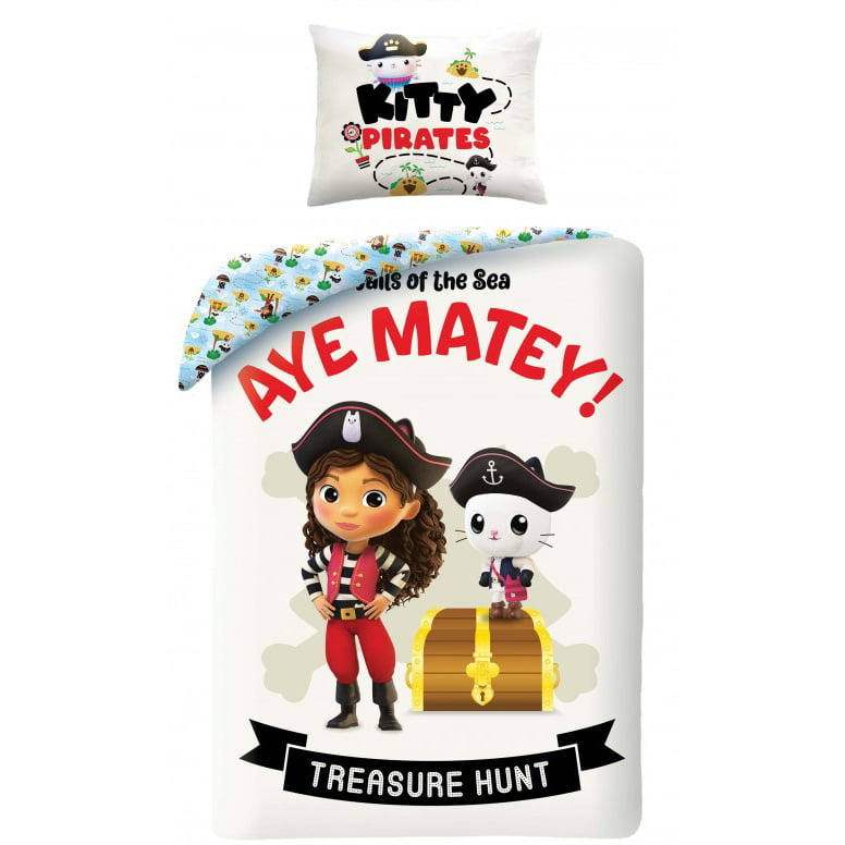 Dekbedovertrek Kitty Pirates - Eenpersoons - 140 x 200 cm + 70 x 90 cm Katoen