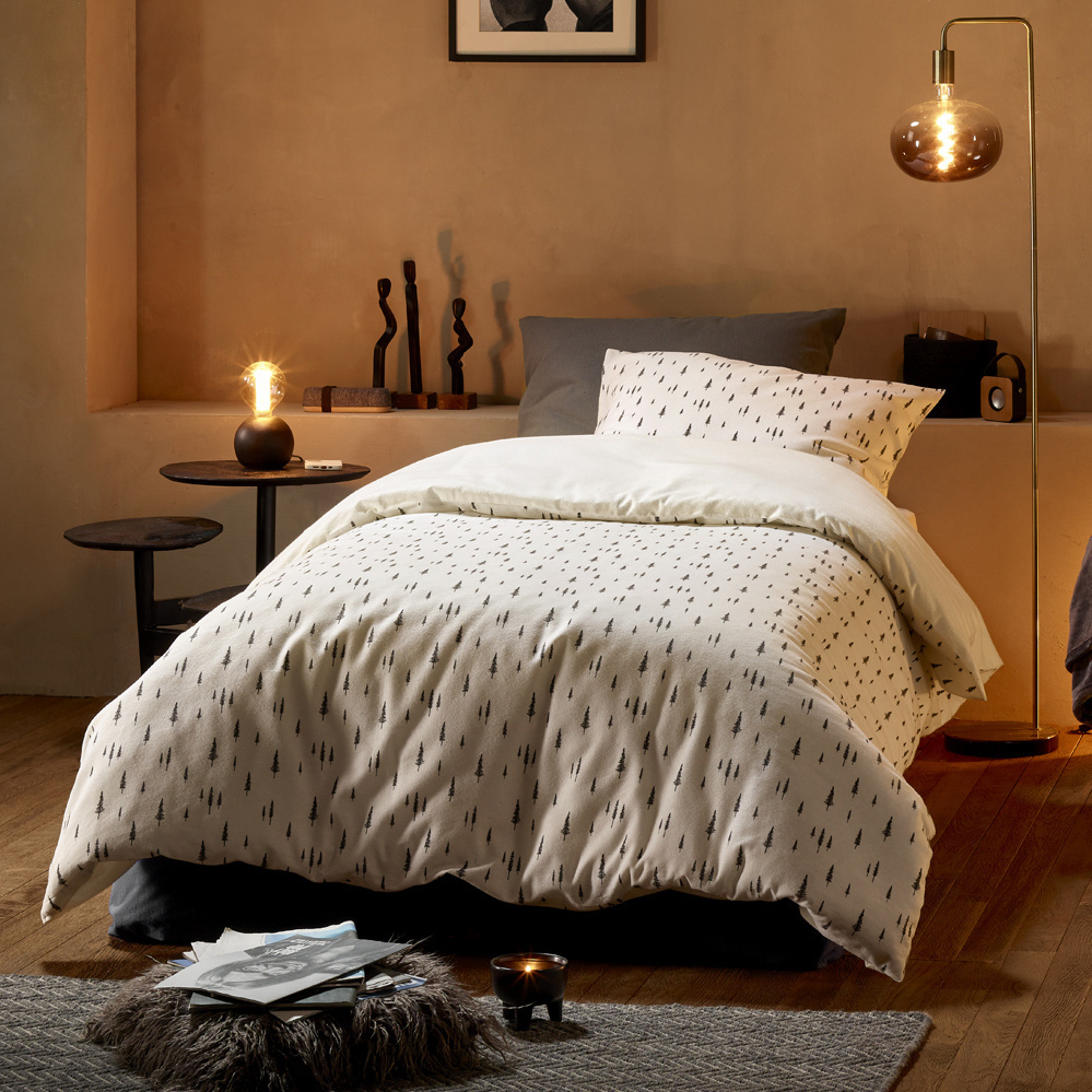 Dekbedovertrek Dentree Soft White - Eenpersoons - 140 x 200/220 cm - Katoen Flanel