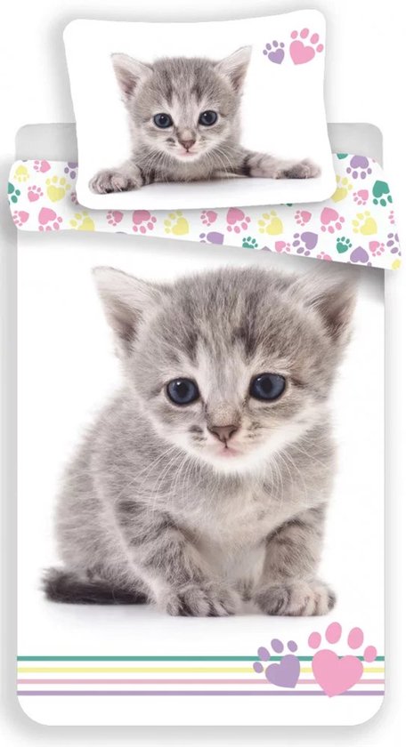 Kitten Dekbedovertrek - Eenpersoons - 140 x 200 cm - Katoen