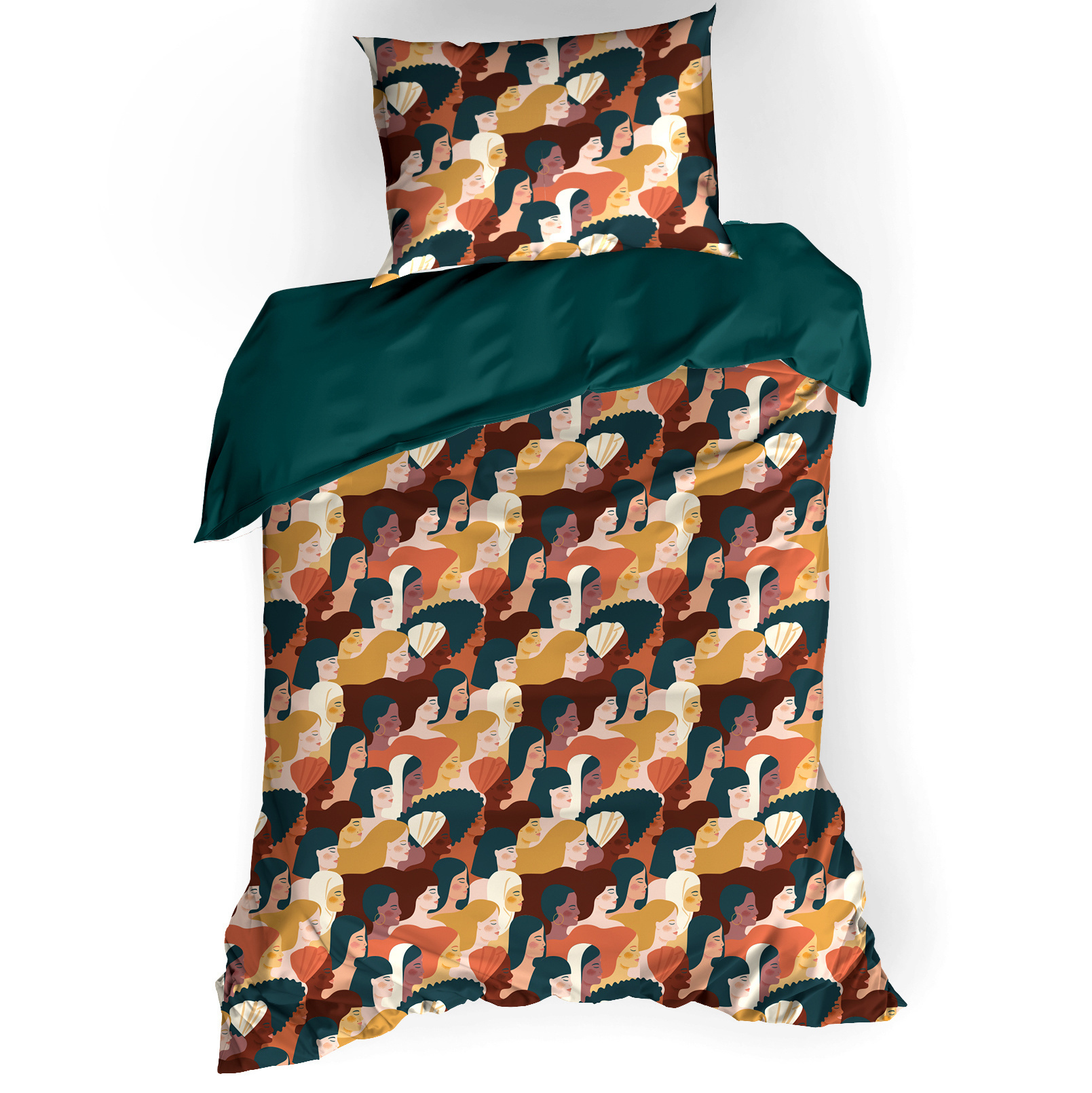 Dekbedovertrek Katoen Satijn Anaïs - Eenpersoons - 140 x 200/220 cm - Groen