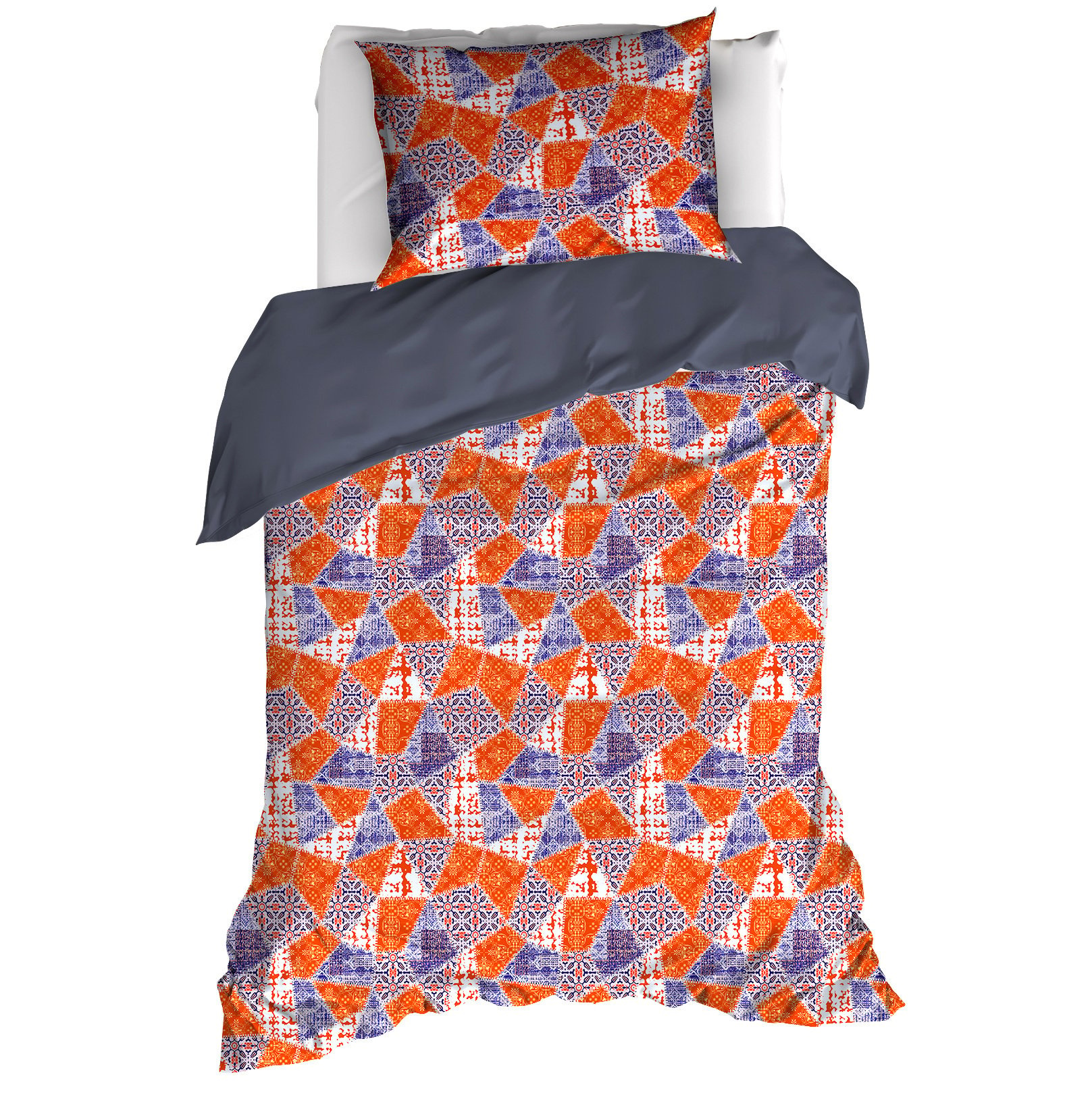 Dekbedovertrek Quilt Blue Ribbon - Eenpersoons - 140 x 200/220 cm - Katoen Satijn