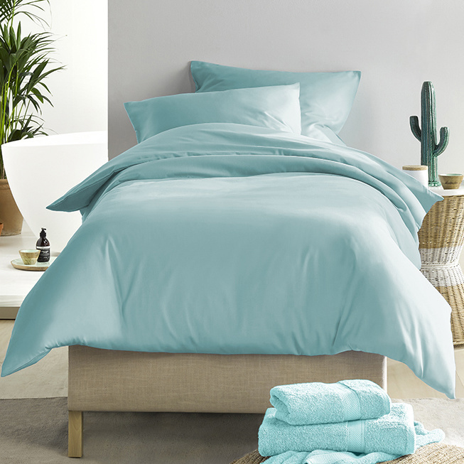 Dekbedovertrek Katoen Satijn Olivia - Eenpersoons- 140 x 200/220 cm - Groen