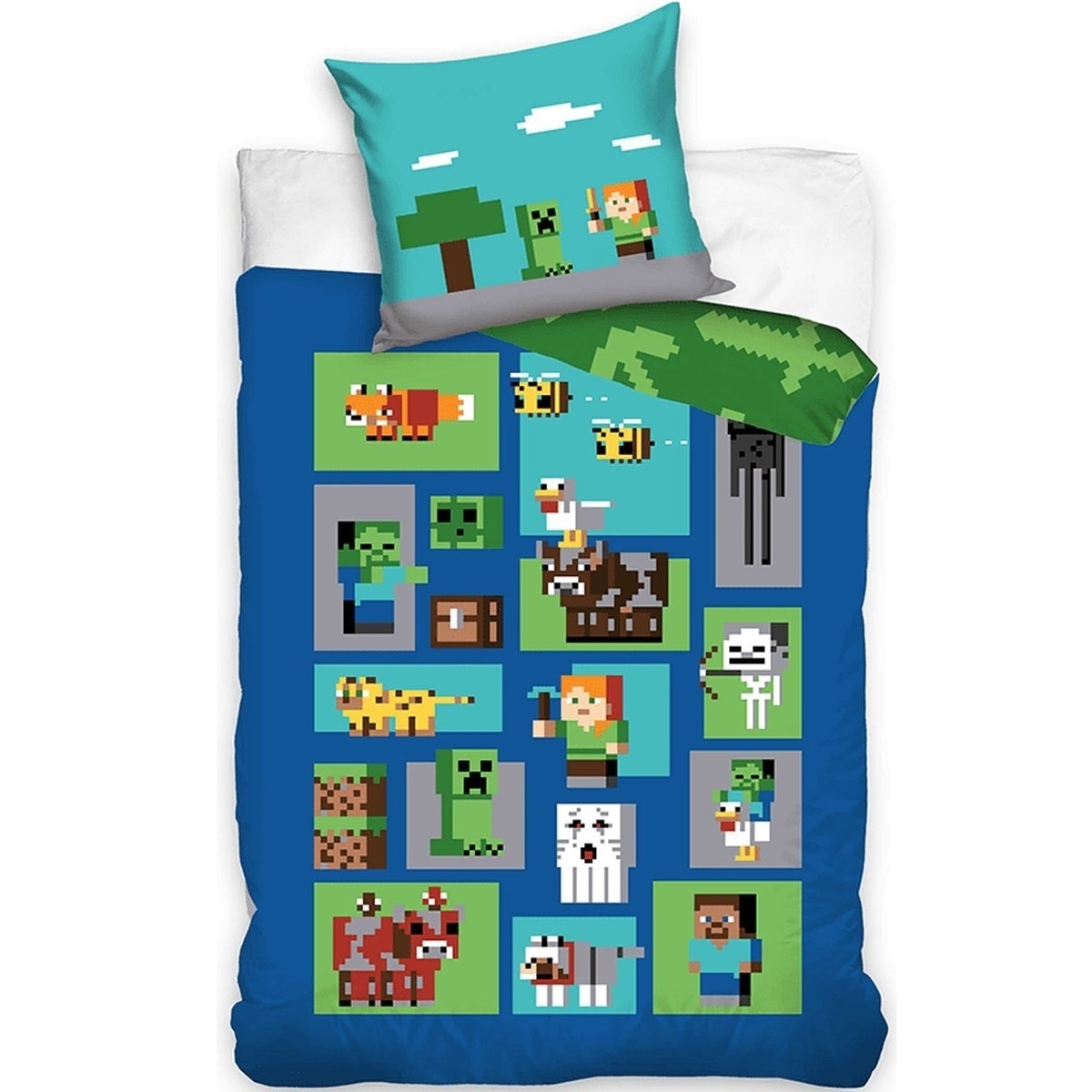 Dekbedovertrek, Pixels - Eenpersoons - 140 x 200 + 60 x 70 cm - Katoen