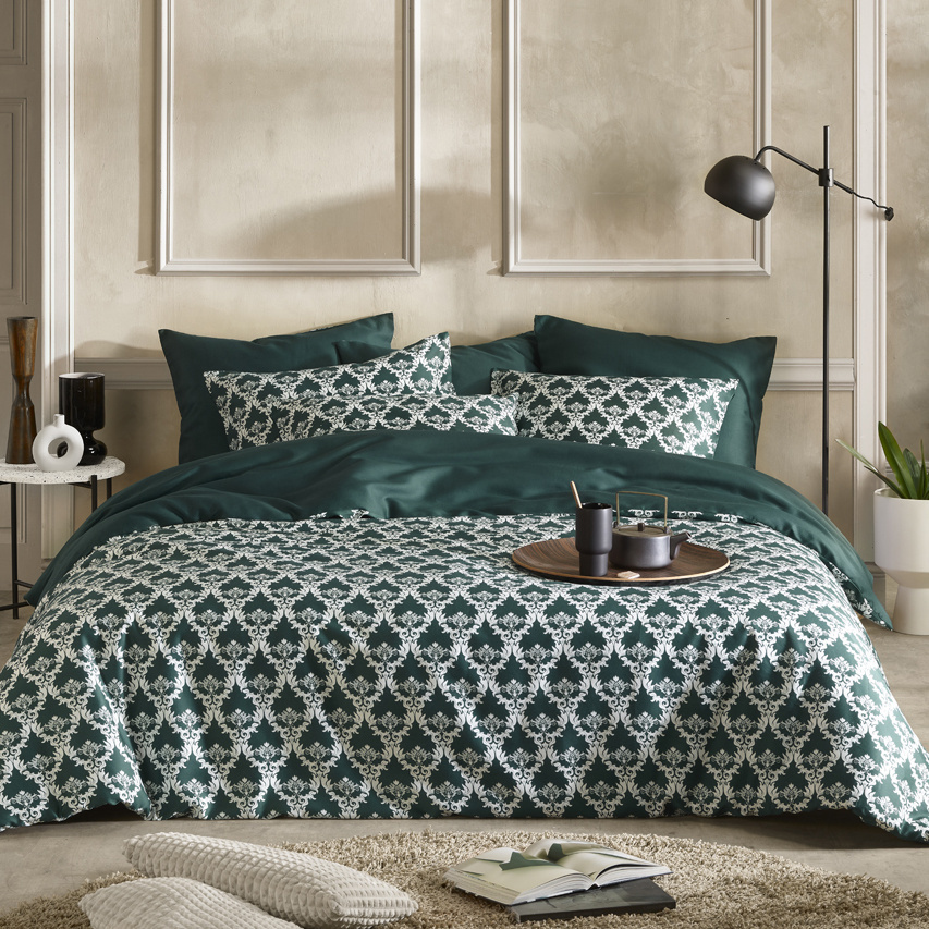 Dekbedovertrek Katoen Satijn Rococo - Eenpersoons - 140 x 200/220 cm - Groen