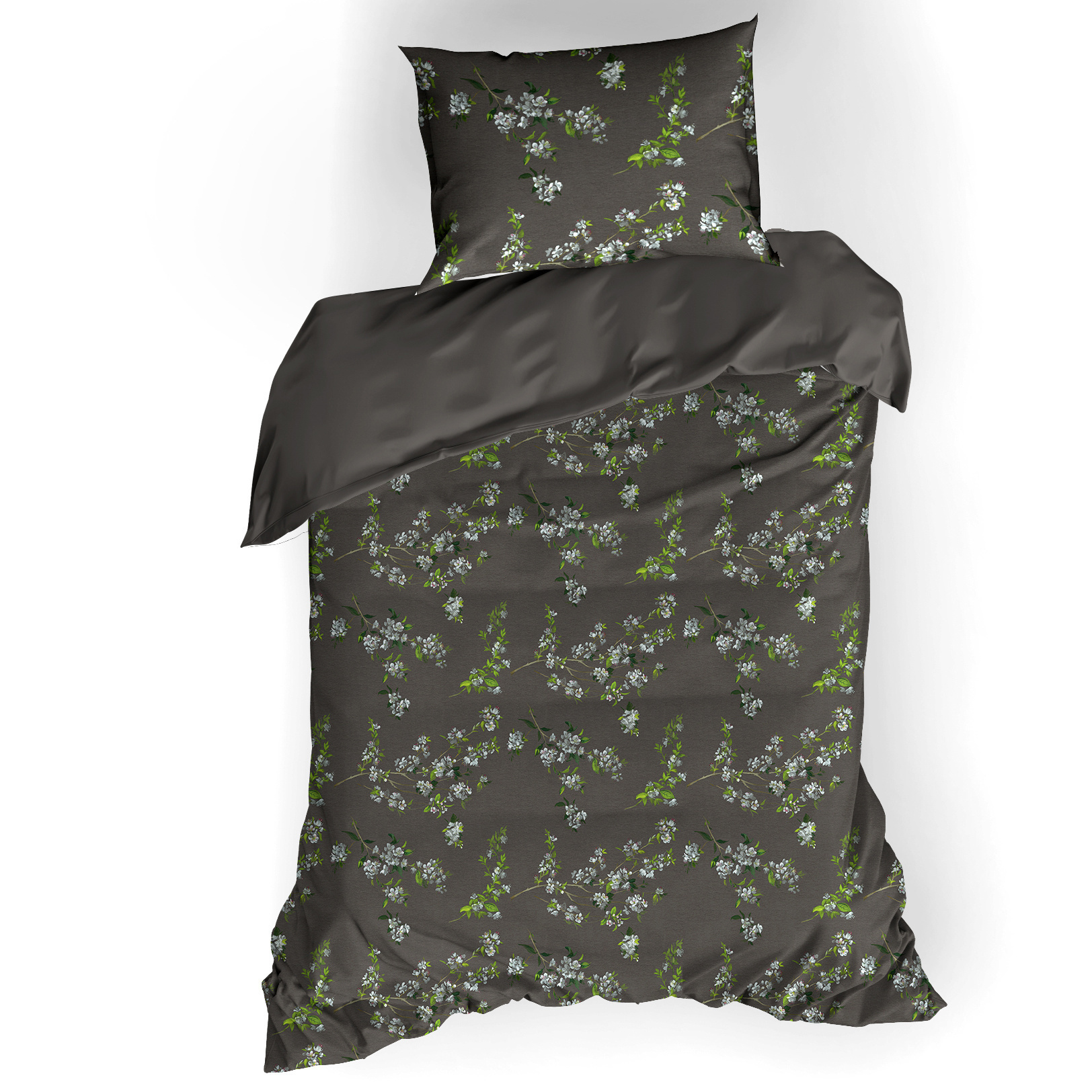 Dekbedovertrek Jasmin 100% katoen satijn castlerock 140x220 + 60x70