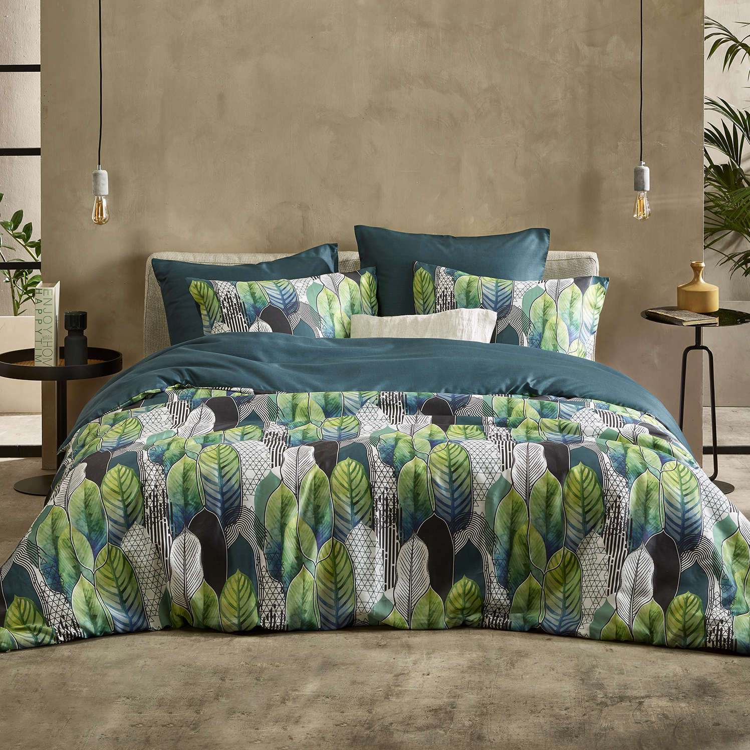 Dekbedovertrek Katoen Satijn Rue - Eenpersoons - 140 x 200/220 cm - Groen