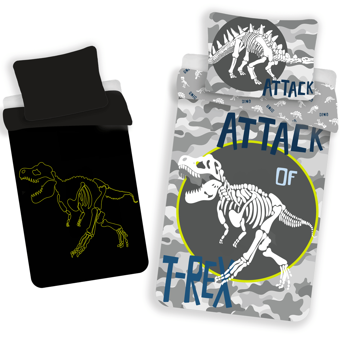 Dekbedovertrek T-Rex Glow in the Dark - Eenpersoons - 140 x 200 cm - Katoen
