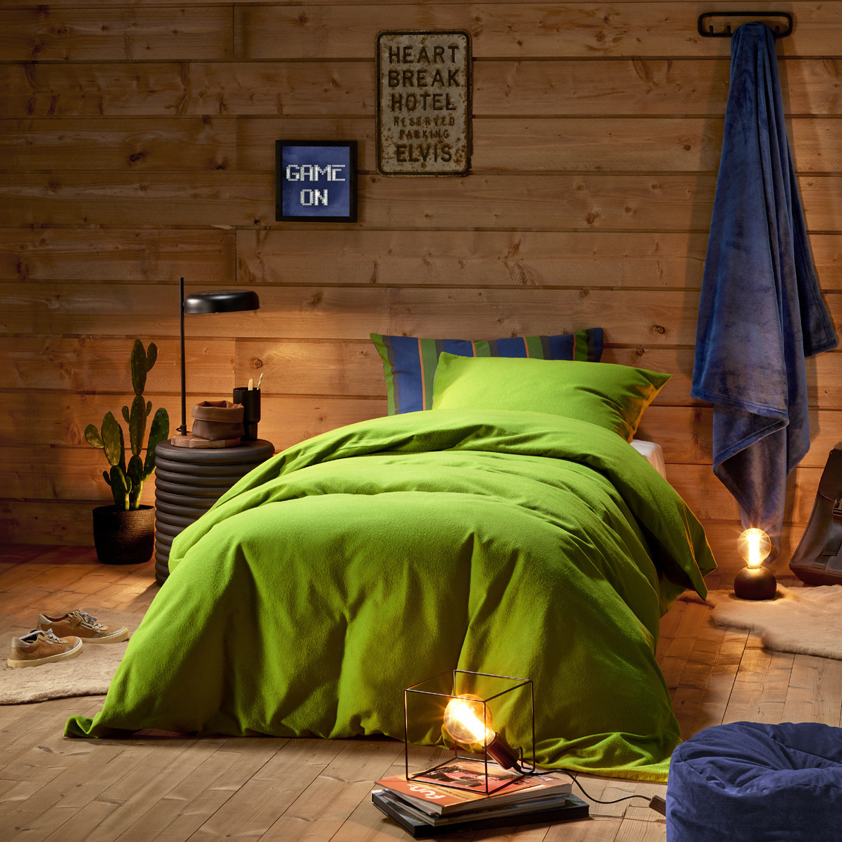 Dekbedovertrek Laura Cactus - Eenpersoons - 140 x 200/220 cm - Katoen Flanel