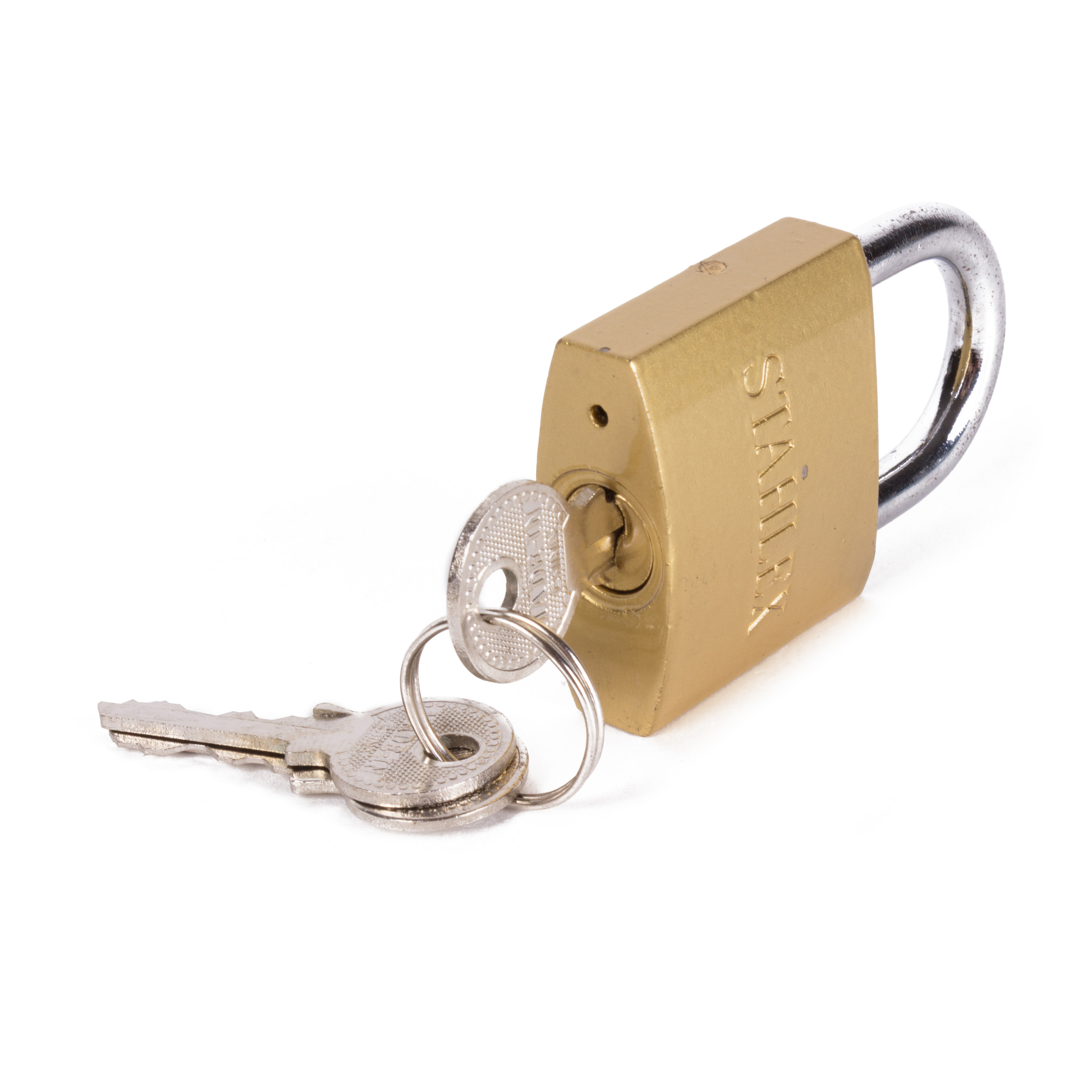 Stahlex STAHLEX Hangslot met 3 sleutels - 38 mm - messing - kofferslot -