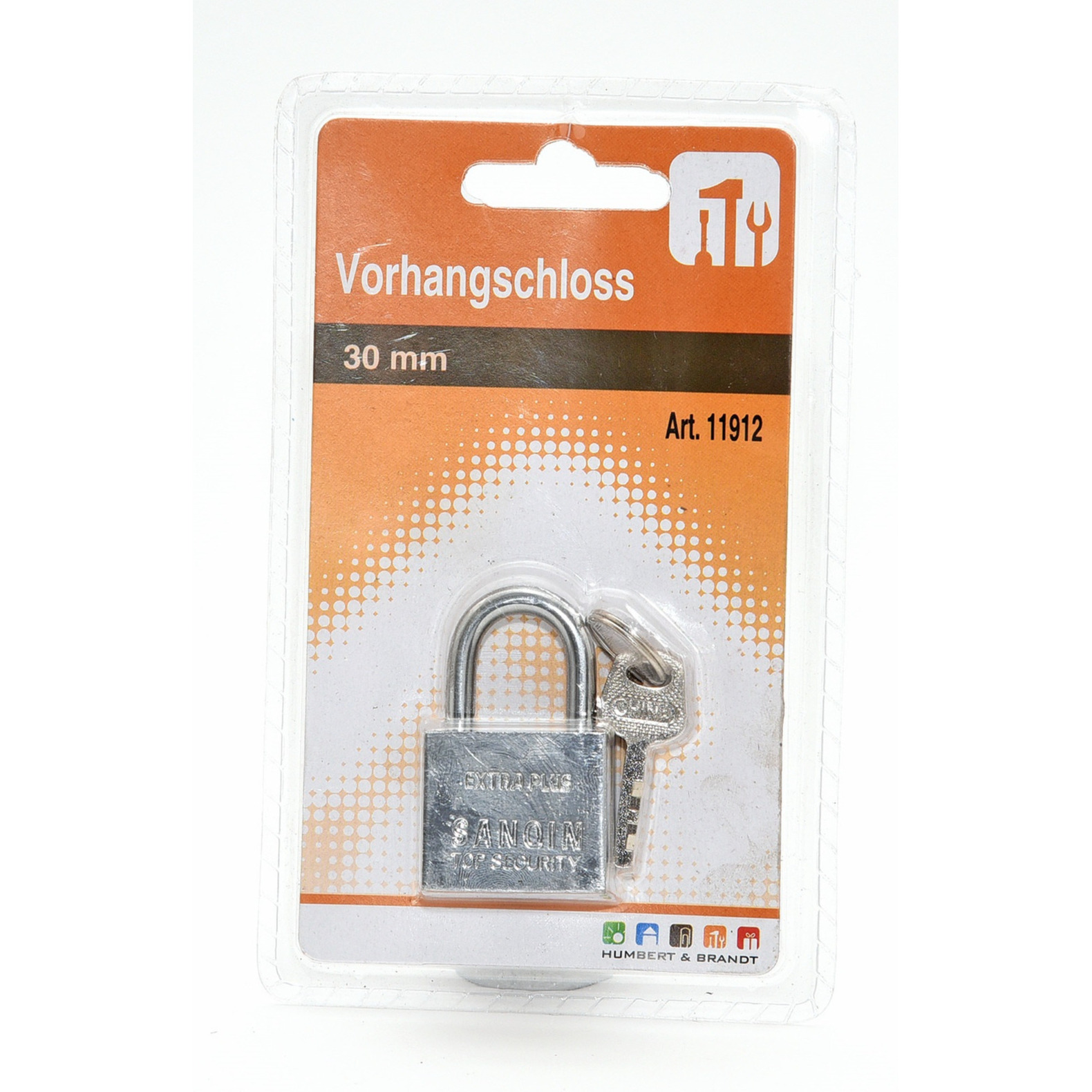 Humbert Hangslot met 3 sleutels - 30 mm - messing - kofferslot - - Silver