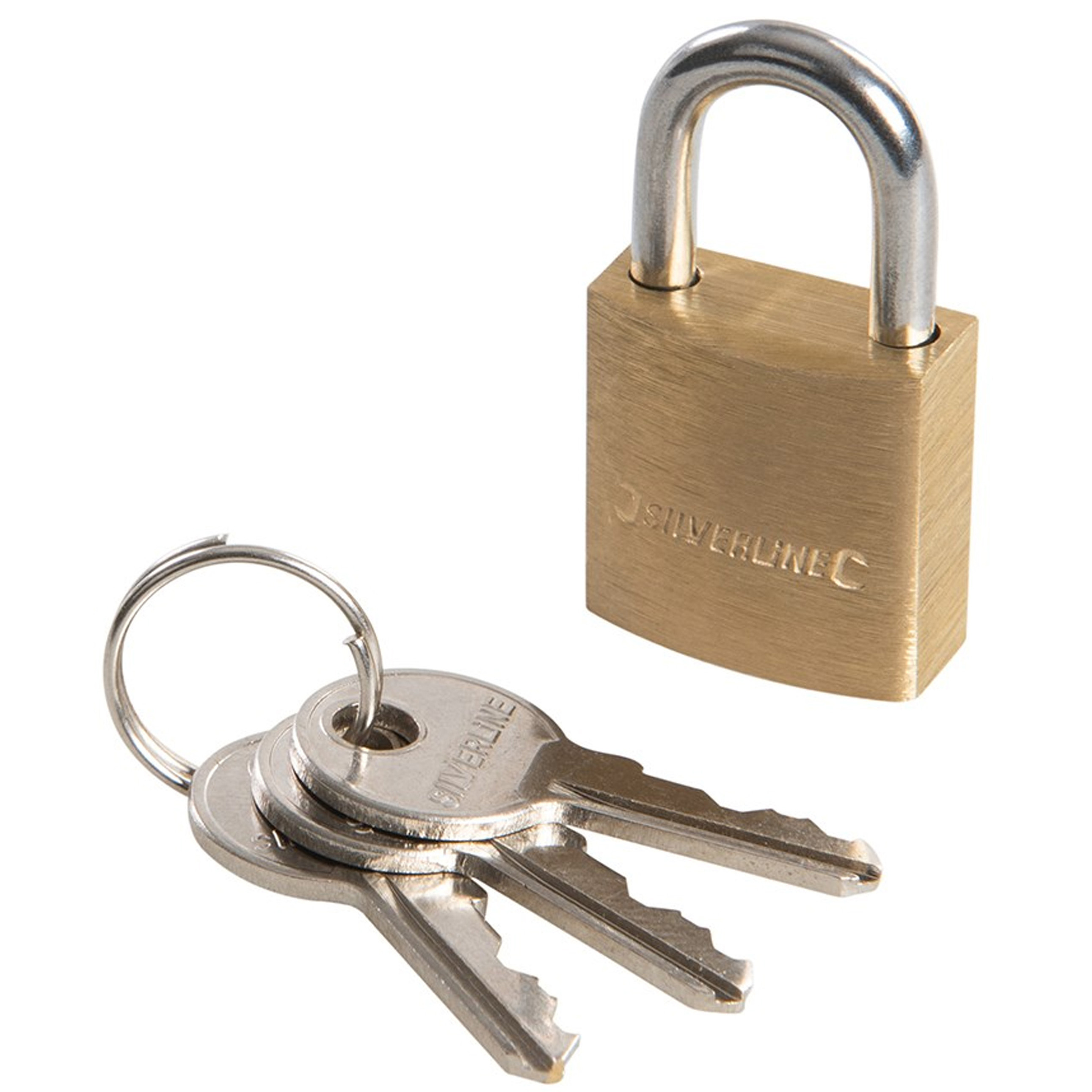 Silverline Silverline Hangslot met 3 sleutels - 60 mm - messing - kofferslot -