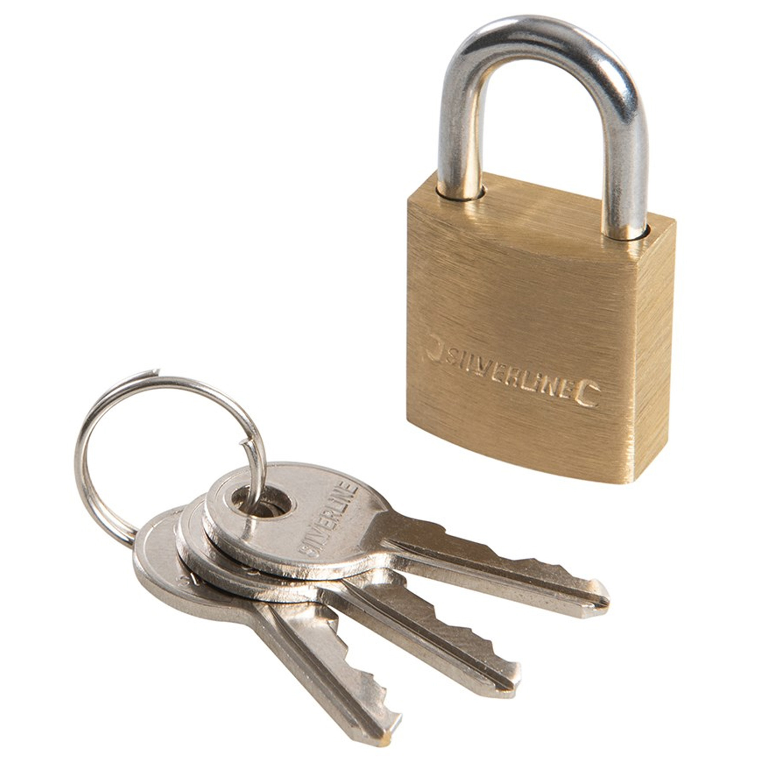 Silverline Silverline Hangslot met 3 sleutels - 40 mm - messing - kofferslot -