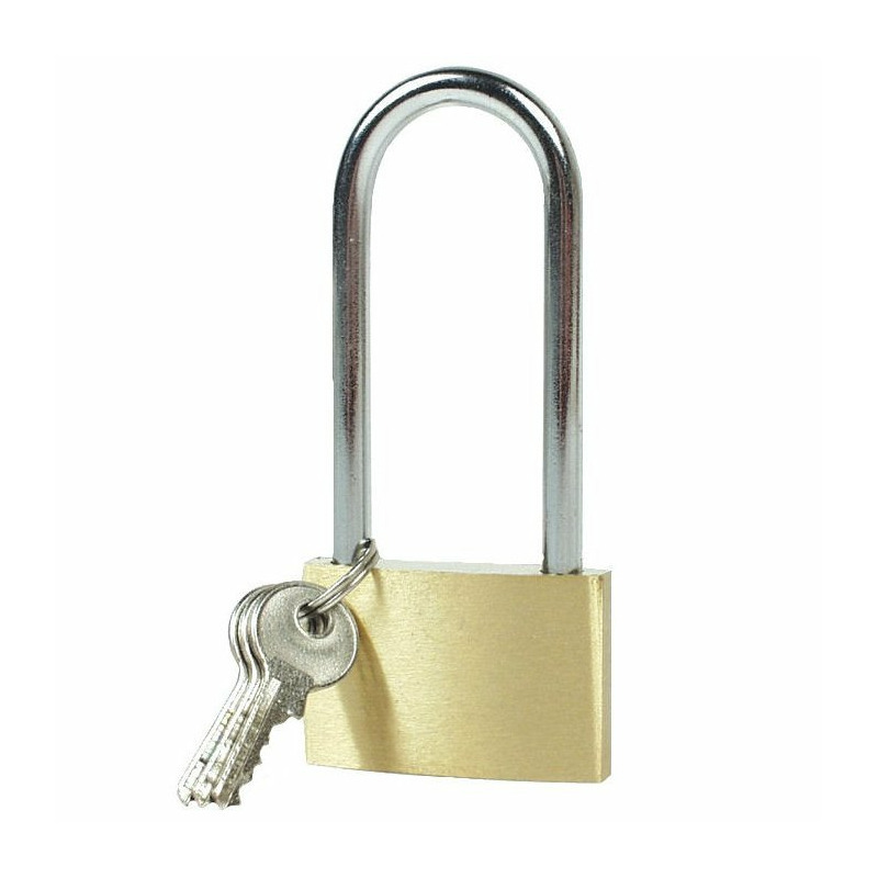 Brüder Mannesmann Bruder Mannesmann Hangslot met 3 sleutels - 40 mm - messing - 63 mm beugel - kofferslot -