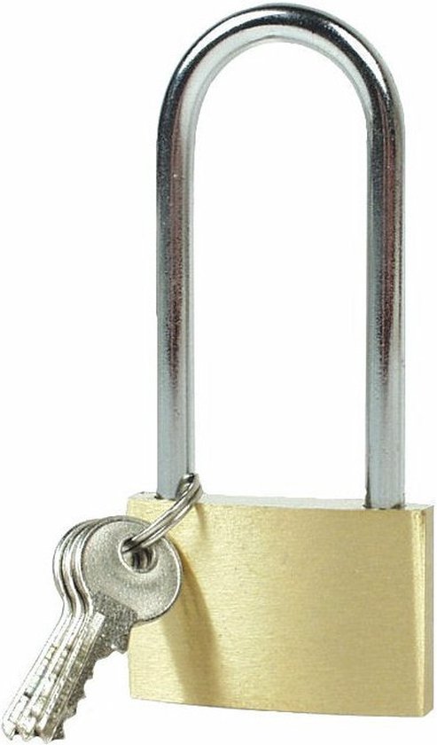 Brüder Mannesmann Bruder Mannesmann Hangslot met 3 sleutels - 40 mm - messing - 63 mm beugel - kofferslot -