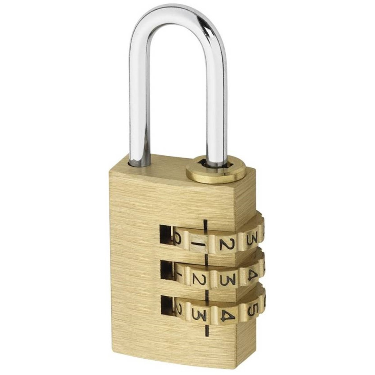 Stahlex Stahlex Hangslot - messing - stalen beugel - 3-cijferig cijferslot -