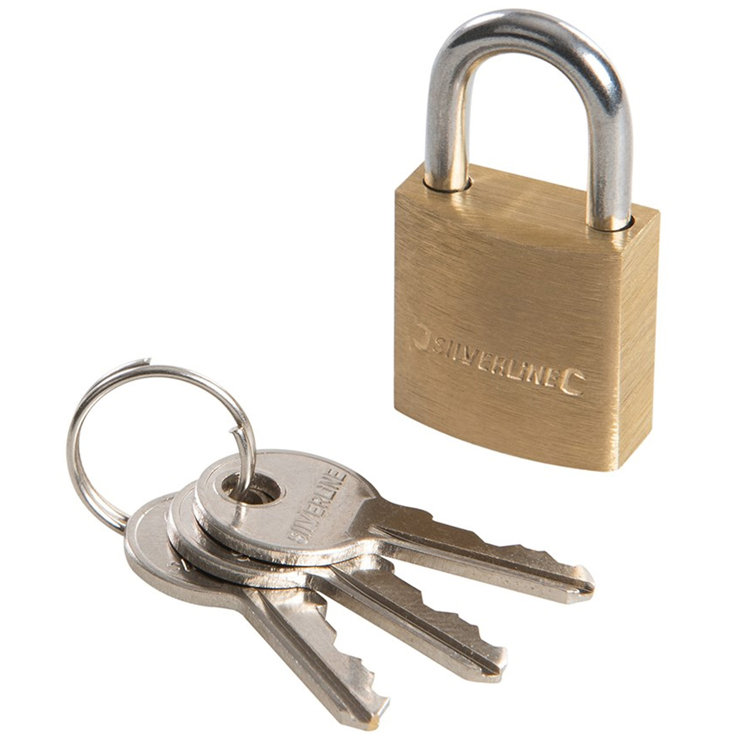 Silverline Silverline Hangslot met 3 sleutels - 50 mm - messing - kofferslot -