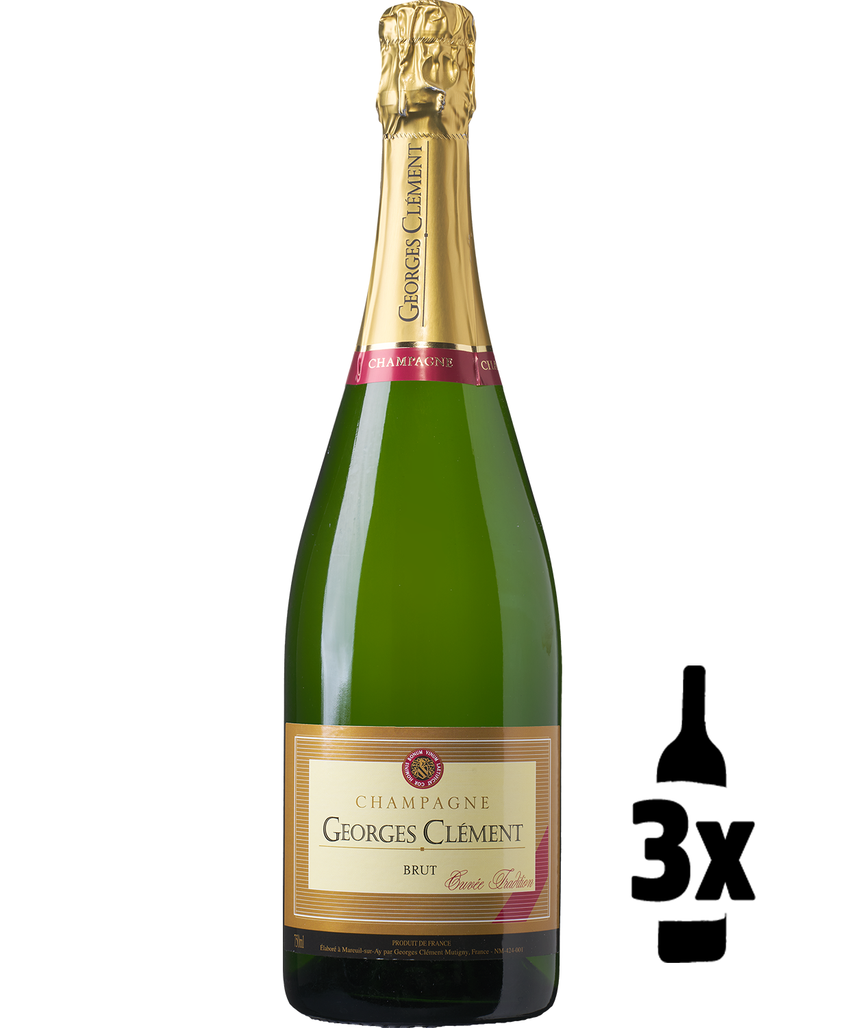 Wijnvoordeel 3 flessen Georges Clément Champagne Brut Probeerpakket