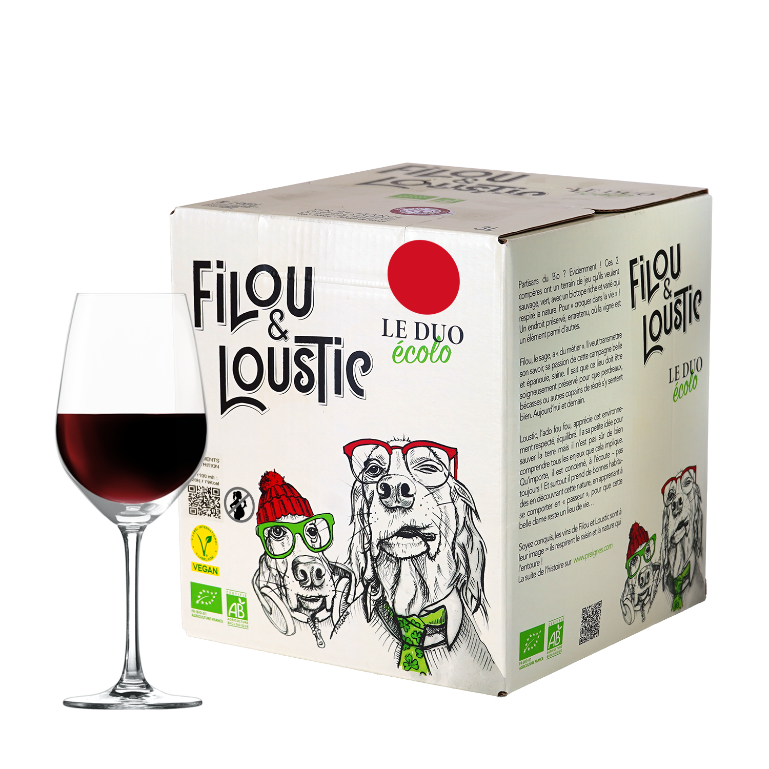 Wijnvoordeel (Organic) Filou et Loustic Rouge BIB 3L - Rood