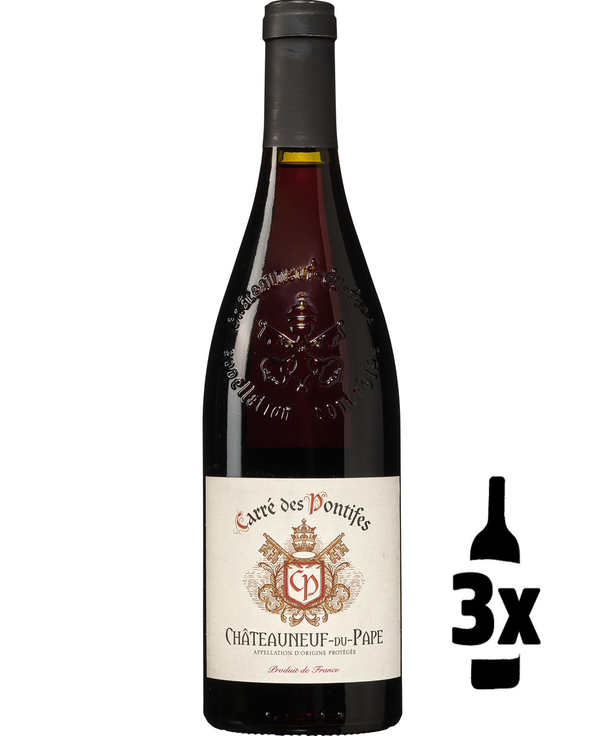 Wijnvoordeel 3 flessen Carre des Pontifes Châteauneuf-du-Pape Probeerpakket - Rood