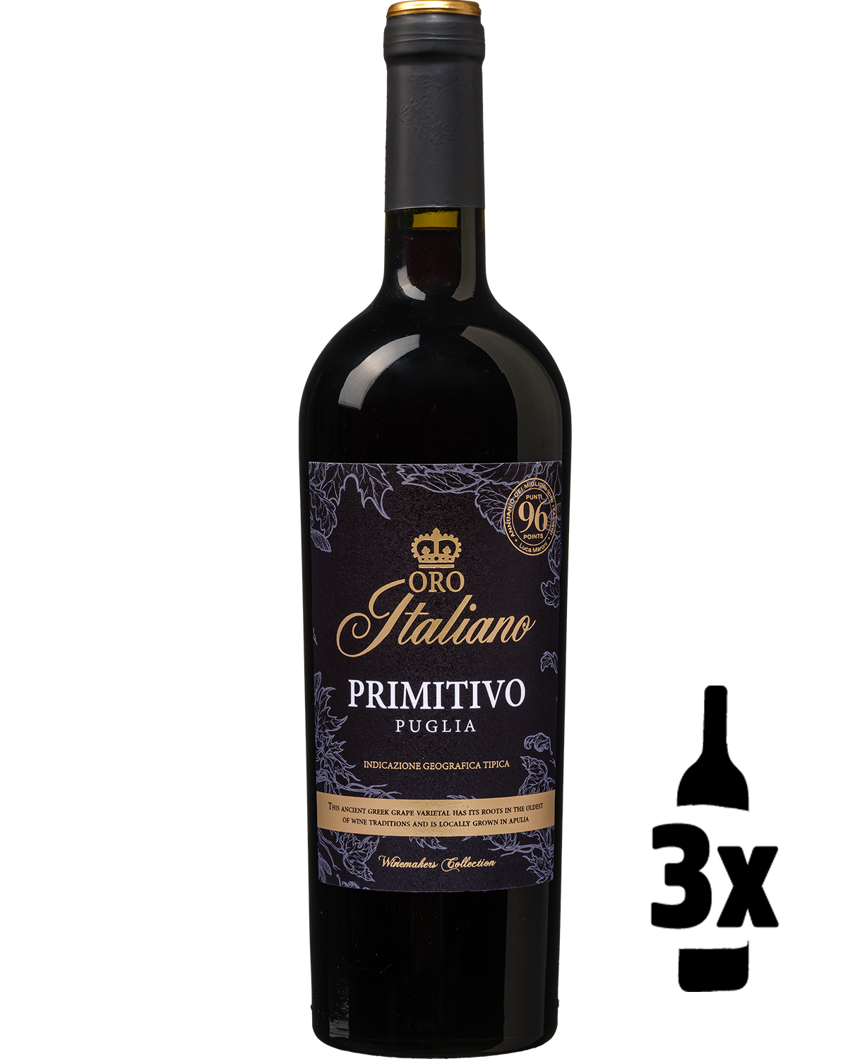 Wijnvoordeel 3 flessen Oro Italiano Primitivo Probeerpakket - Rood